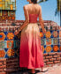 Women's MSW Sunset Gradient Front Tie Sweetheart Maxi Beach Dress