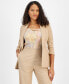 Women's Faux Double-Breasted Linen-Blend Ruched-Sleeve Blazer, Created for Macy's