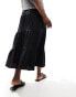 Stradivarius STR boho midi skirt in black