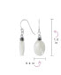 Bali Style White Mother of Pearl Milgrain Caviar Bead Accent Oval Drop Earrings For Women .925 Sterling Silver Oxidized Wire Fish Hook