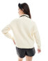 Vero Moda collar detail cardigan with contrast tipping in cream