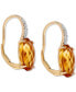 ფოტო #4 პროდუქტის 14k Gold Earrings, Citrine (6 ct. t.w.) and Diamond Accent Oval Leverback Earrings