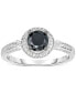 Black Diamond (7/8 ct. t.w.) & White Diamond (1/6 ct. t.w.) Halo 18" Ring in Sterling Silver