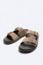 Split suede double-strap sandals