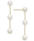 ფოტო #4 პროდუქტის EFFY® Cultured Freshwater Pearl Triple Drop Earrings in 14k Yellow, White or Rose Gold (5mm)
