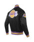 Фото #3 товара Men's Black Los Angeles Lakers Script Tail Full-Snap Satin Varsity Jacket