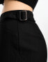 Monki low waisted trousers with side buckle detail in black