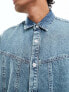 Фото #7 товара ASOS DESIGN relaxed denim shirt with panel detailing in acid blue wash