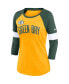 ფოტო #2 პროდუქტის Women's Green Bay Packers Heather Gold, Heather Green Football Pride Raglan 3/4-Sleeve T-shirt