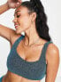 ASOS DESIGN – Größere Brust – Mix and Match – Stützendes Bikini-Oberteil in glitzerndem Blau mit kurzem Schnitt