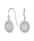 Фото #1 товара Western Style Pink Quartz Milgrain Cable Edge Oval Gemstone Drop Earrings For Women .925 Sterling Silver Wire Fish Hook