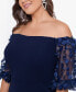 Plus Size Off-The-Shoulder Embellished-Sleeve Gown