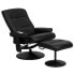 Фото #4 товара Massaging Black Leather Recliner And Ottoman With Leather Wrapped Base