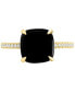 ფოტო #3 პროდუქტის EFFY® Onyx & Diamond (1/20 ct. t.w.) Ring in 14k Gold