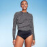 Фото #2 товара Women's UPF 50 Striped Cropped Crewneck Long Sleeve Rash Guard - Kona Sol Black