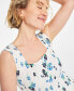 Фото #3 товара Women's Floral Smocked Square-Neck Tank, Created for Macy's