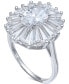 ფოტო #4 პროდუქტის Cubic Zirconia Tapered Flower Oval & Baguette Ring (5-3/8 ct. t.w.) in Sterling Silver (Also Available in Orange, Blue, and Light Blue)