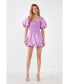 Women's Floral Embroidery Smocked Dress with Balloon Detail