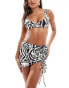 Murci exclusive ruched beach skirt co-ord in zebra print Черно-белый, 40 - фото #1