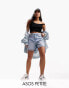 Фото #1 товара ASOS DESIGN Petite denim dad short in midwash blue