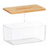 Фото #5 товара Хранение вещей Relaxdays прозрачная коробка для полотенец с бамбуковой крышкой