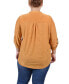 Plus Size 3/4 Roll Tab Pullover Top