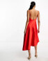 ASOS DESIGN satin cami drape midi dress with graduated hem in red