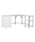 Wood L-Shape Home Office with Storage Two-Tone Desk