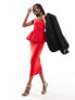 Фото #7 товара Vesper sweetheart neckline peplum midi dress in red