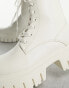 ASOS DESIGN Wide Fit Anchor chunky lace up boots in off-white