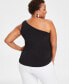 Plus Size Asymmetric Rosette Sleeveless Top, Created for Macy's