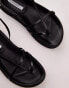 Фото #2 товара Topshop Julia premium leather minimal strappy sandals in black