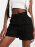 Фото #1 товара Vero Moda pleat front linen blend shorts in black