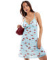 ASOS DESIGN gingham cherry cami dress in blue