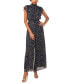 ფოტო #1 პროდუქტის Women's Floral-Print Flutter-Sleeve Smocked Jumpsuit