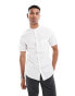 Фото #2 товара ASOS DESIGN slim shirt with grandad collar and pockets in white