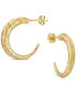 ფოტო #1 პროდუქტის Etched Texture Tapered Small Hoop Earrings in 10k Gold. 3/4"