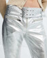 Фото #3 товара Women's Belt Detail Metallic Pants