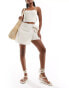 In The Style linen look tie side skort in stone