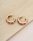 ფოტო #2 პროდუქტის Green and Red Glass Beaded Hoop Earrings