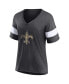 ფოტო #3 პროდუქტის Women's Heathered Charcoal, White New Orleans Saints Distressed Team Tri-Blend V-Neck T-shirt