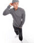 Фото #1 товара ASOS DESIGN muscle fit knitted essential 1/4 zip jumper in grey twist