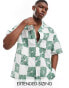 ASOS DESIGN oversized shirt in white and green checkerboard floral print grün, XL - Chest 44 - фото #1