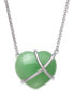 ფოტო #1 პროდუქტის Dyed Jade Heart Crisscross Pendant Necklace in Sterling Silver, 17-1/2" + 2" extender