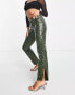 Фото #1 товара ASOS DESIGN low rise leather look straight leg trouser in green snake