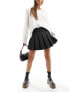 Фото #5 товара ASOS DESIGN leather look pleated school skirt in black