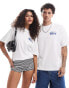 Фото #1 товара Vans global line shot sleeve back print t-shirt in white and blue