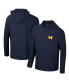 Фото #1 товара Men's Navy Michigan Wolverines Cloud Jersey Raglan Long Sleeve Hoodie T-shirt