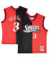 Фото #1 товара Men's Allen Iverson Black, Red Philadelphia 76ers Hardwood Classics 2000-01 Split Swingman Jersey