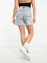 Miss Selfridge petite long line denim short in acid wash